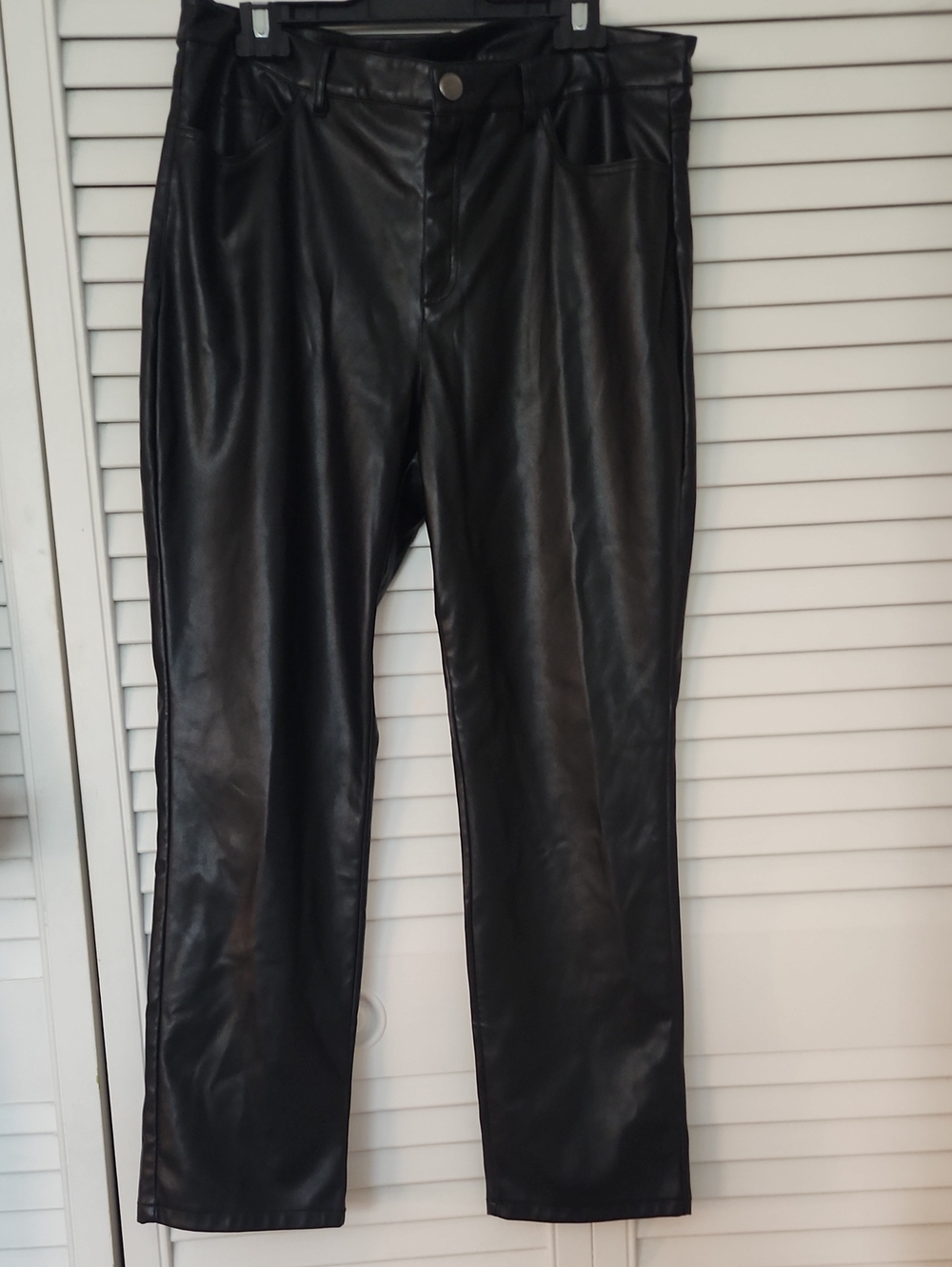 Tribal Black Slim Straight Faux Leather Jeans
